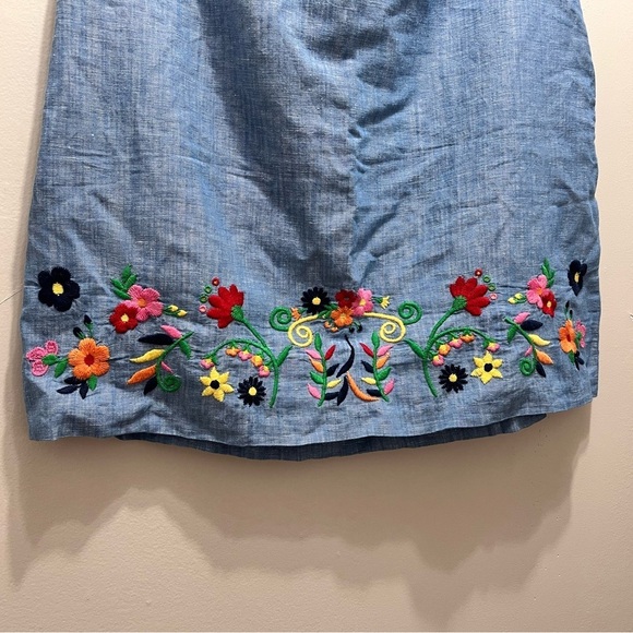 Talbots embroidered linen A-line Skirt 16 Petite - Picture 2 of 6